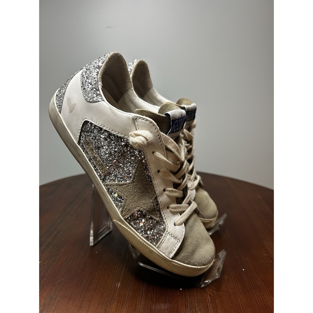 Golden Goose Superstar Women's  Glitter And Leather Shoes Size 37 Suede Toe